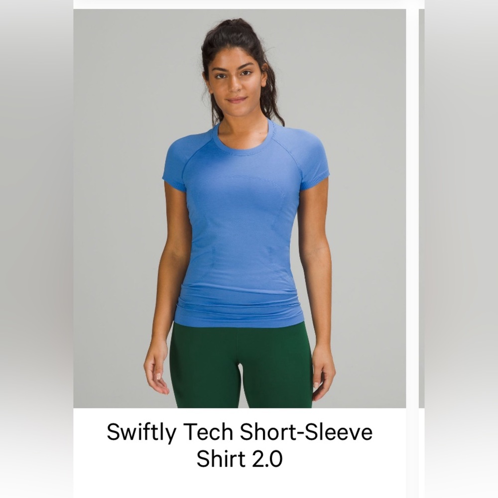 Lululemon blue swiftly tech 2.0 short sleeve blue nile. size 6